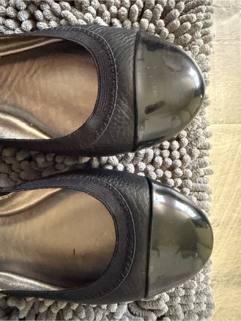 Coach Black Leather Cap-Toe Ballet Flats - Picture 2 of 4